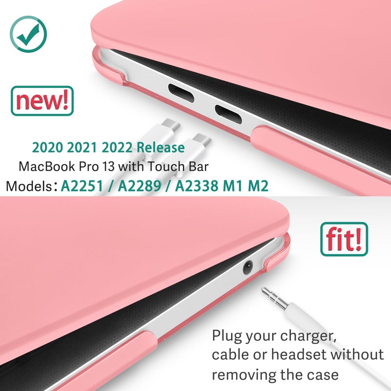 May Chen Compatible with MacBook Pro 13 inch Case 2022 2021 2020 Release Model A2338 M2 M1 A2251 A2289, Plastic Hard Shell Case Keyboard Cover for MacBook Pro 13 Touch Bar Fits Touch ID, Matte Pink - Image 2